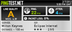 Eclipse Internet ADSL pingtest by Pingtest.net