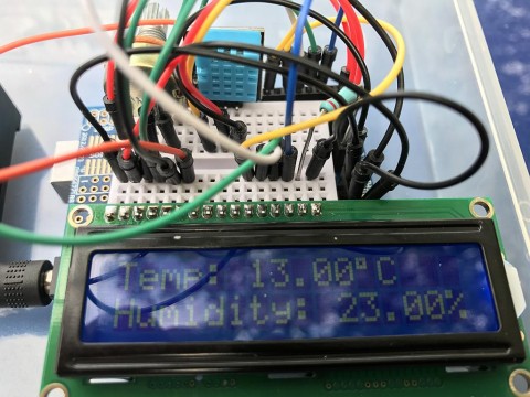 LCD display showing Temperature and Humidity