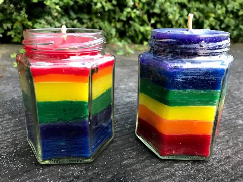 Rainbow Beeswax Candles