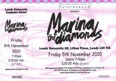 Marina & the Diamonds ticket for Leeds University SU