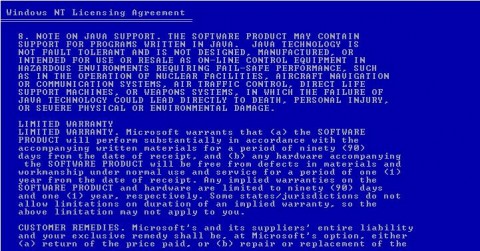 Windows NT 4.0 License Agreement