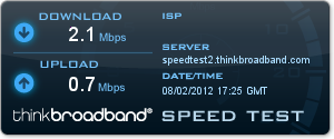 Three 3G speedtest by Thinkbroadband