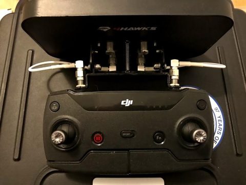 Drone controller with 4Hawks Raptor SR fitted